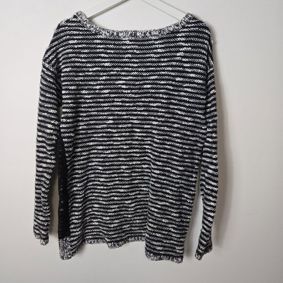 Anthropologie Moth Size L Staccato Stripe Tweed Lace Tunic Wool Blend Sweater - Picture 13 of 13